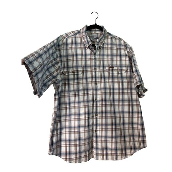 Carhartt Men's 100% Cotton Casual Button Down Short Sleeve Plaid Shirt Size XL - Picture 1 of 12